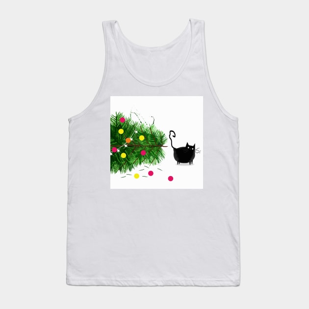 Black Cat Christmas Tank Top by Scratch